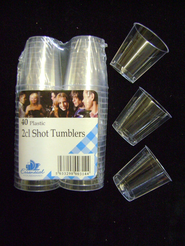 SET OF 40 X CLEAR DISPOSABLE PLASTIC SHOT GLASSES 2 CL. PLSHOT2